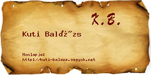 Kuti Balázs névjegykártya